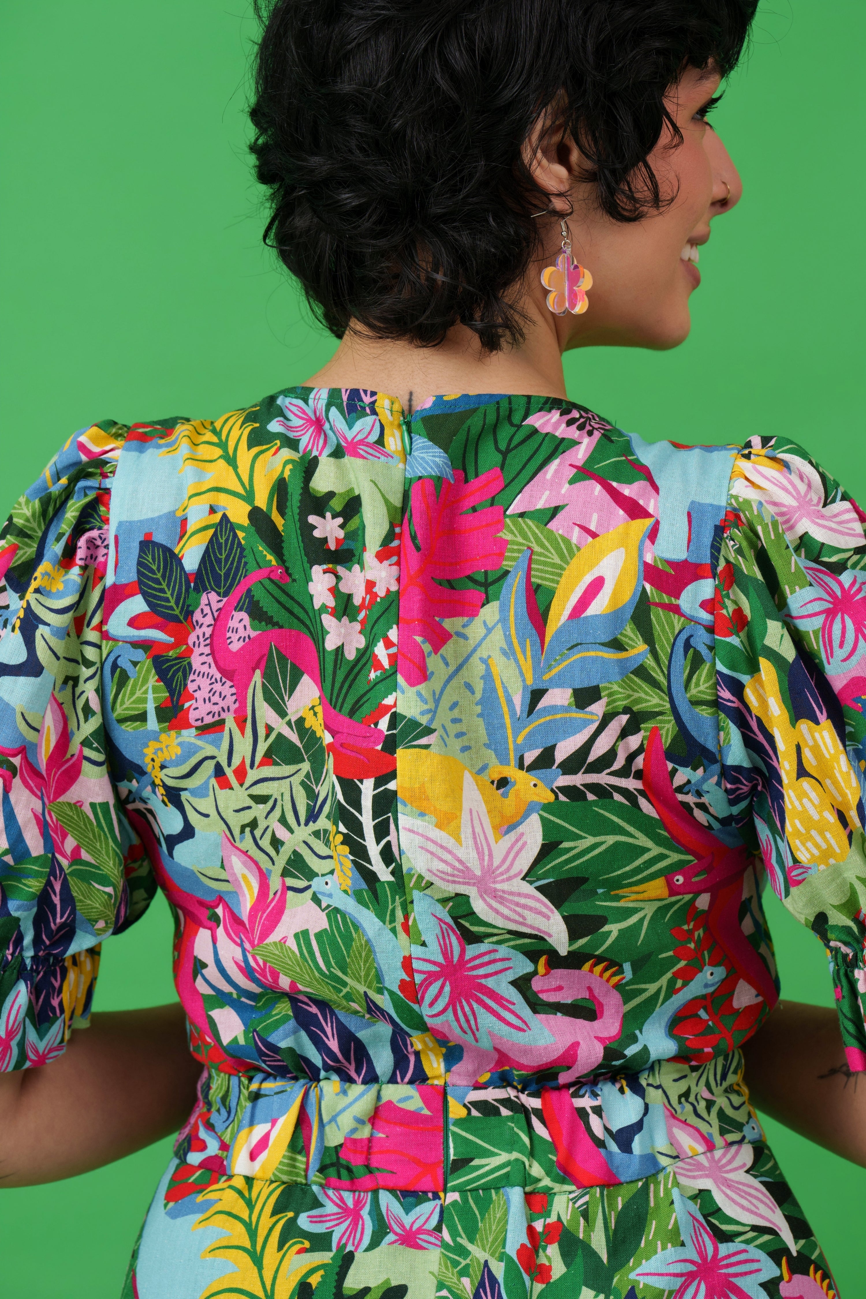 Dino Party Linen Blend Dress