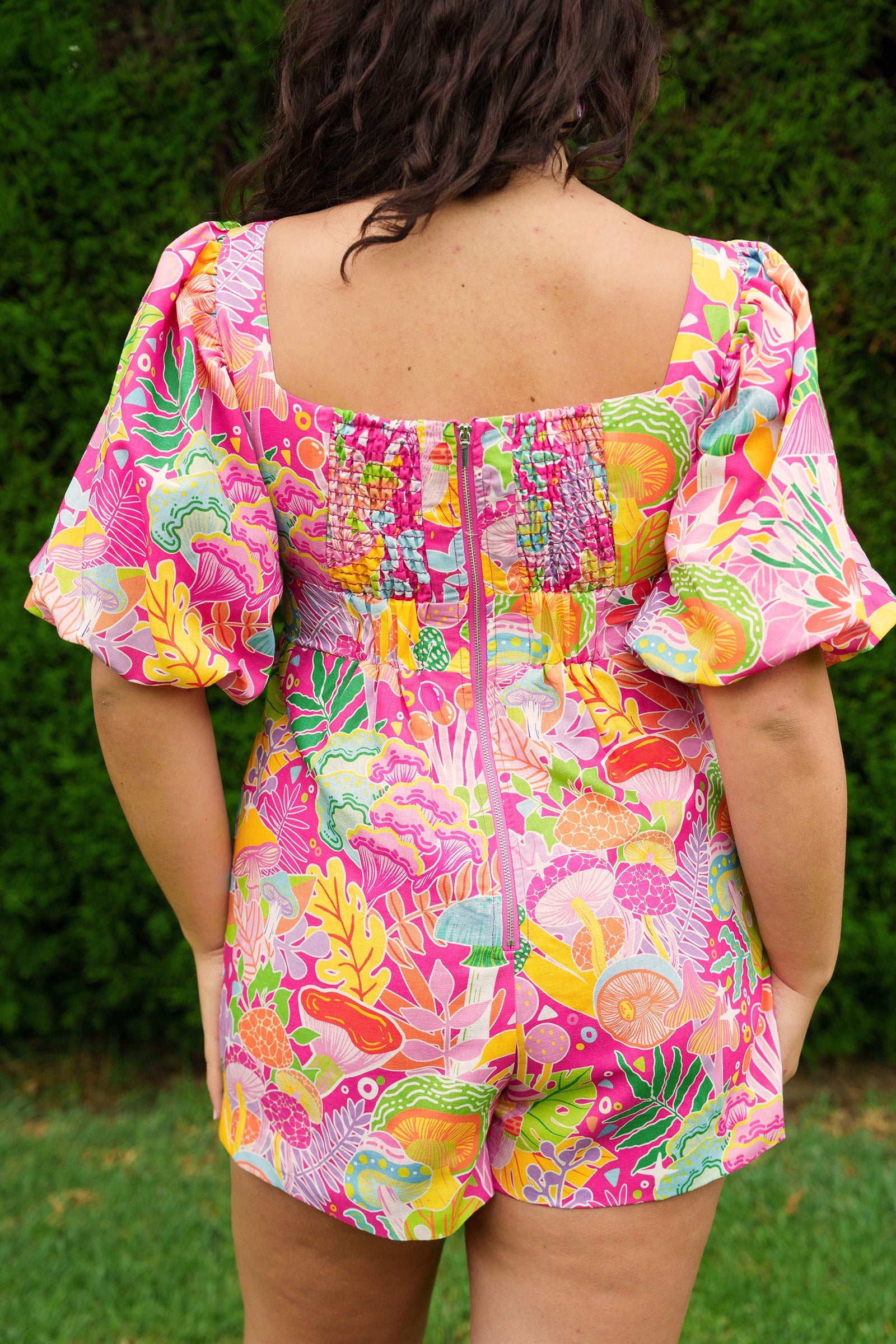 Mushroom Madness Linen Cotton Playsuit