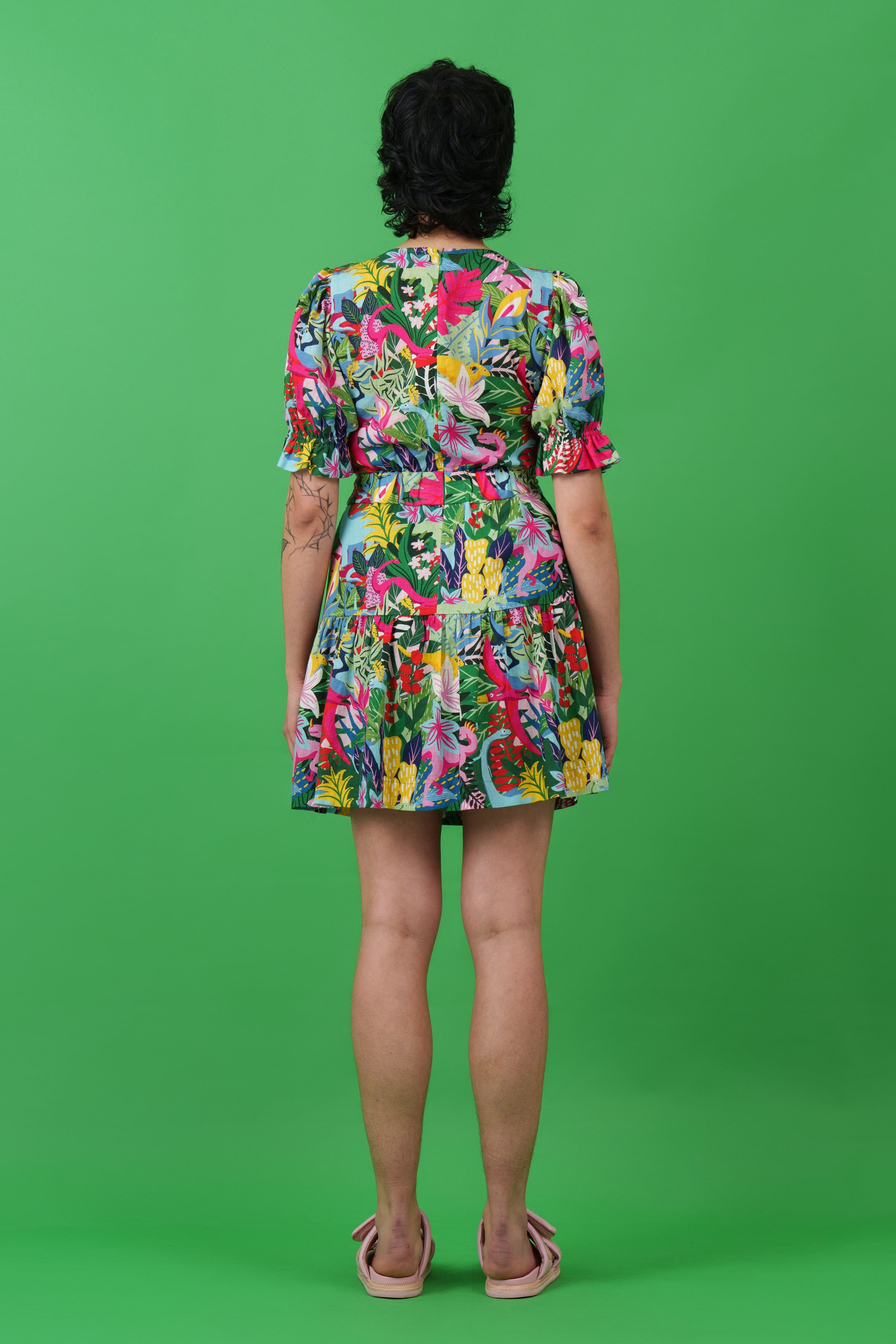 Dino Party Linen Blend Dress