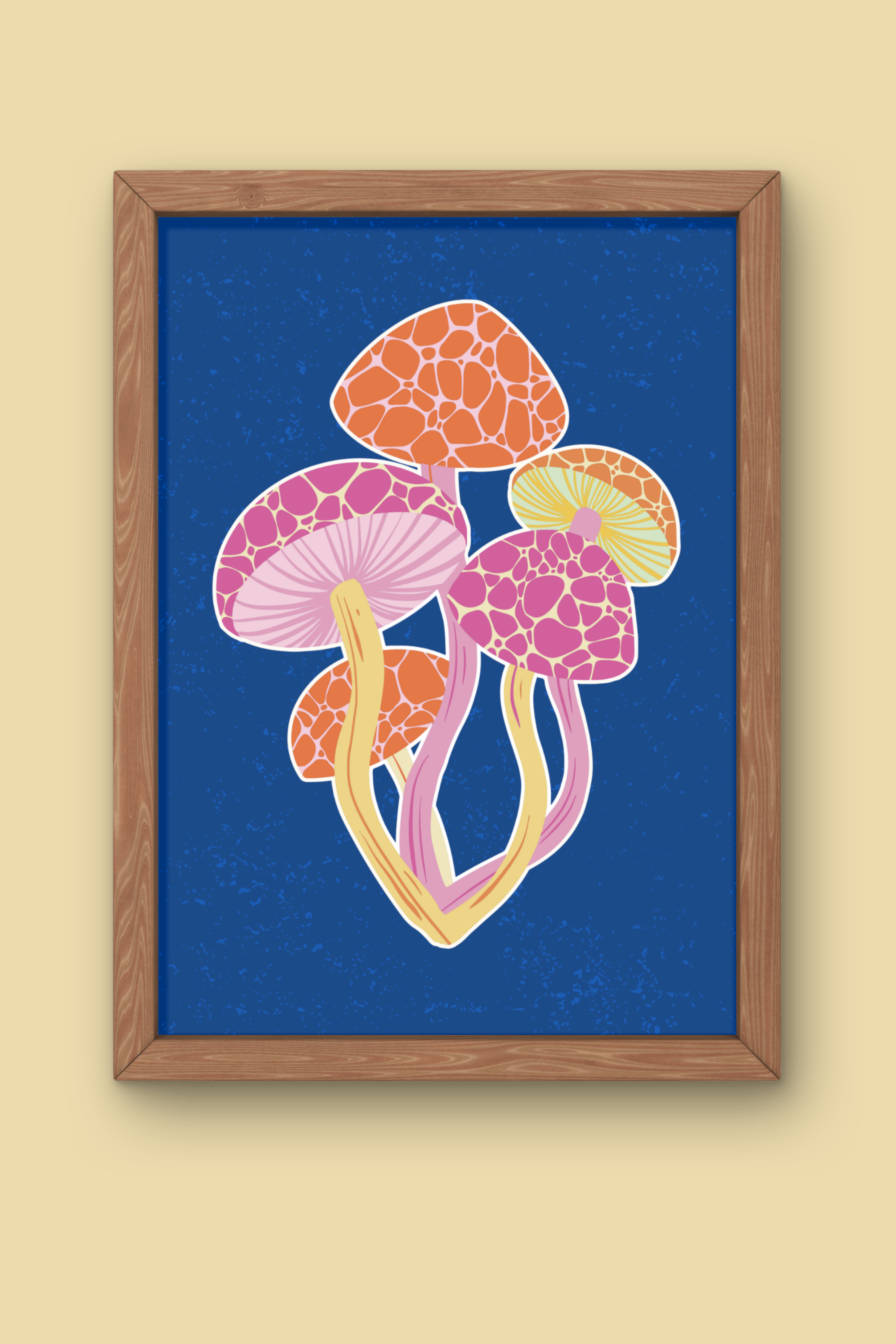 Mushroom Madness Art Print - Blue