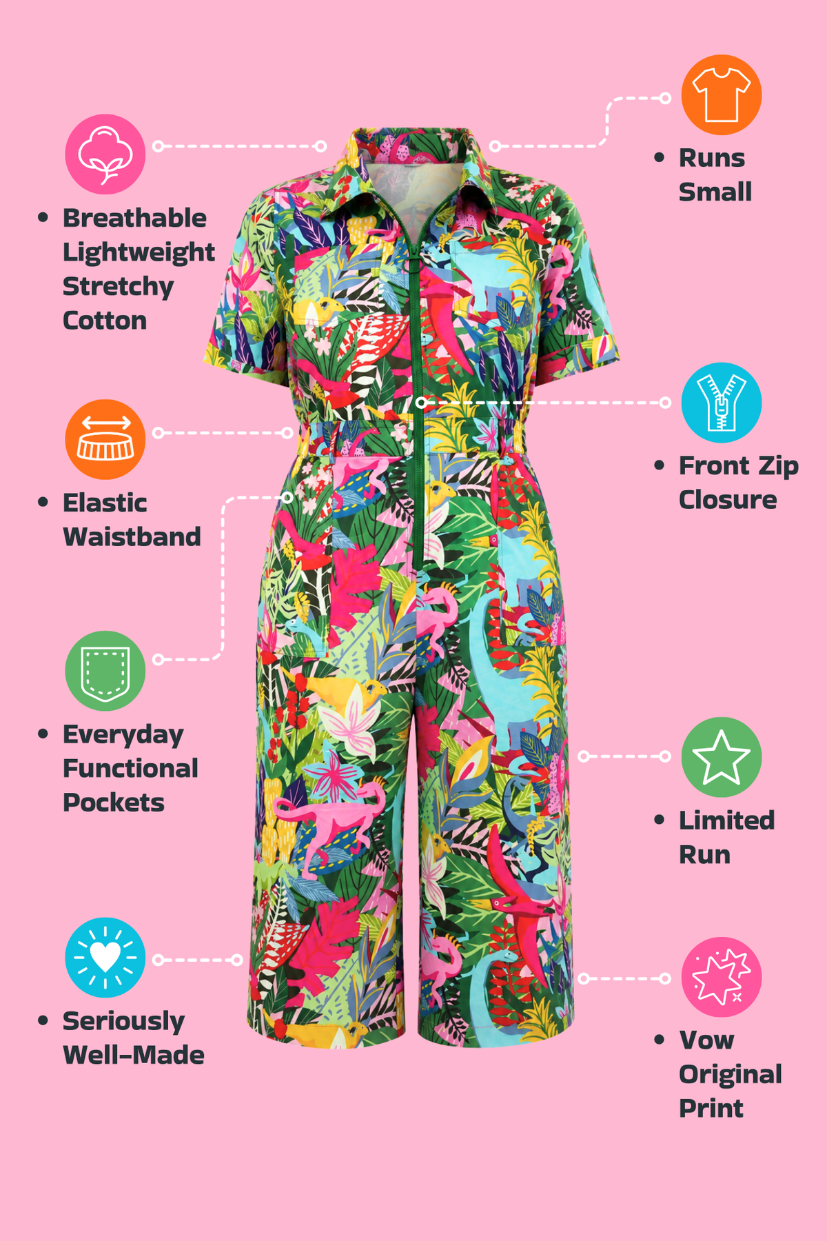 Dino Party Jumpsuit - Cropped Fit