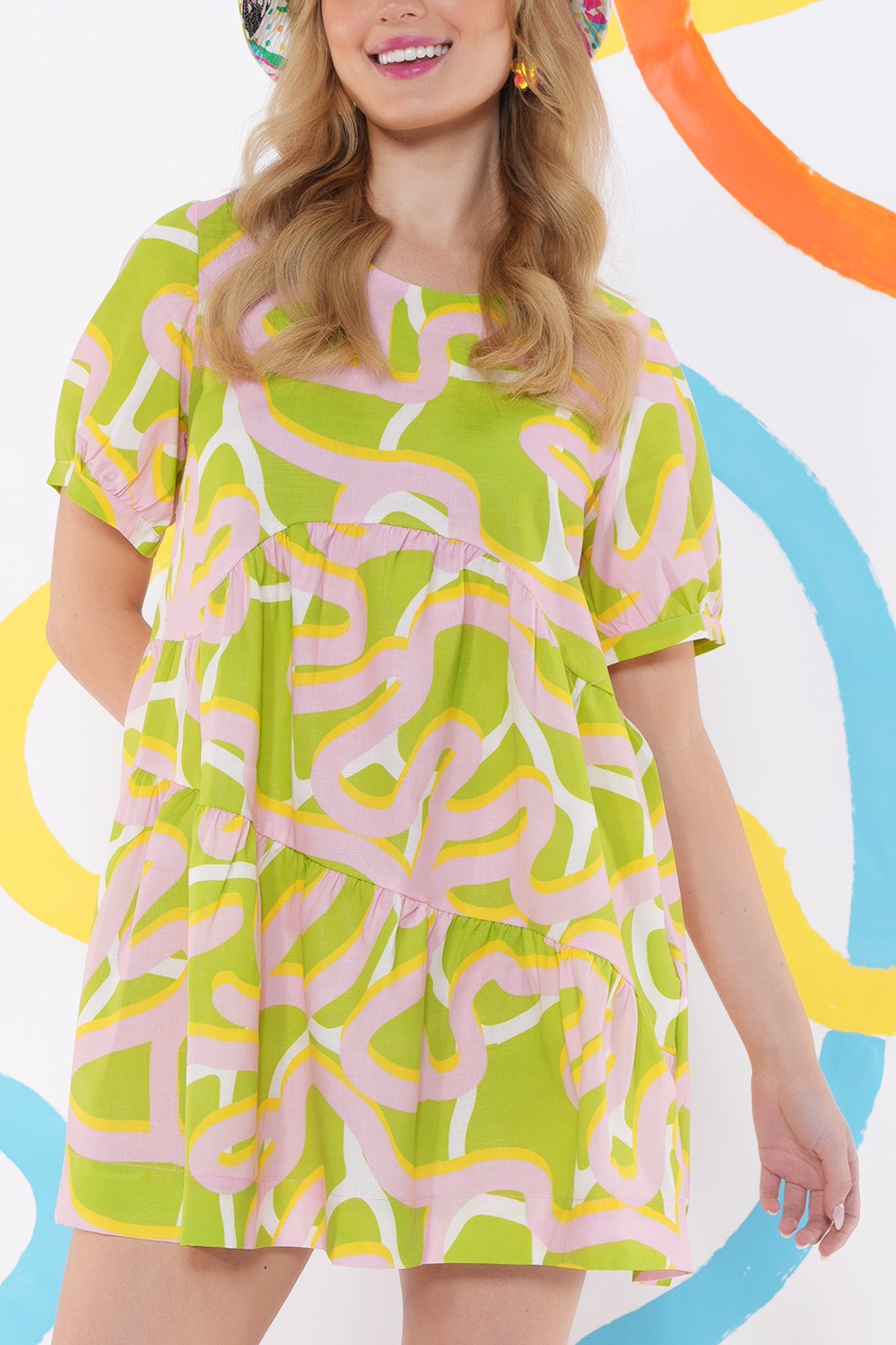 Forest Stream Linen Blend Dress